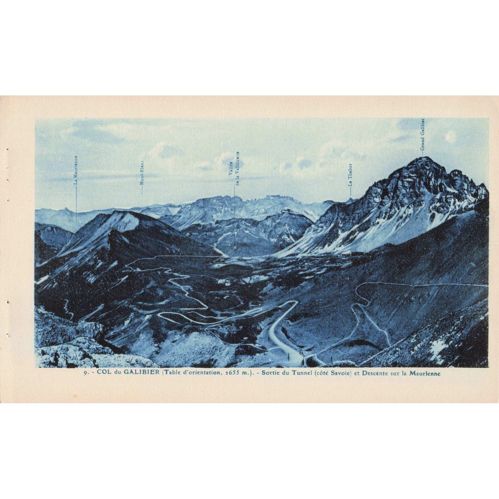 Vintage Col du Galibier Photogravure French Alps Mountain Landscape Print VG+